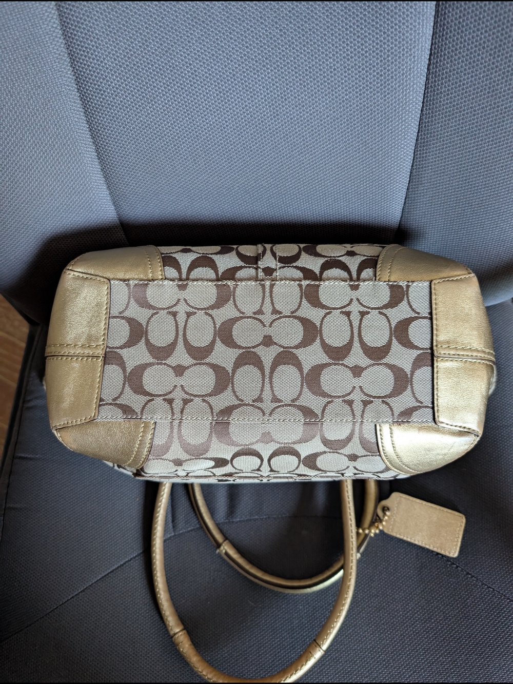 Coach Khaki And Gold Bleecker Tote Bag - Picture 5 of 9
